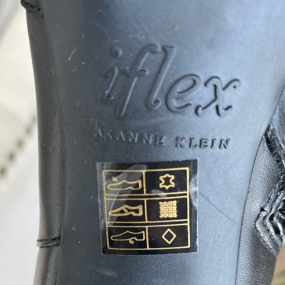 AK Anne Klein Greta iflex Leather Booties Silver Hardware Side Zip Black 8M NWOT - Picture 12 of 13